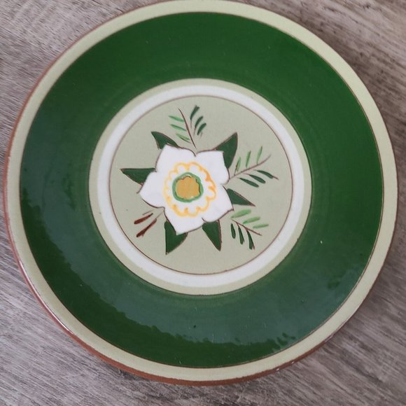 Set (2) Stangl Pottery Star Flower Bread / Appetizer Plates 6" Green MCM C2 - Picture 2 of 10